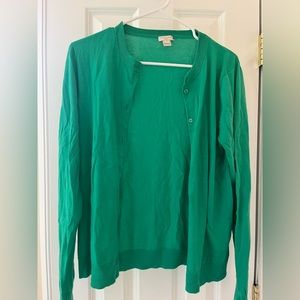 Green J. crew cardigan sweater